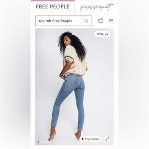 Free People raw high rise jegging in black